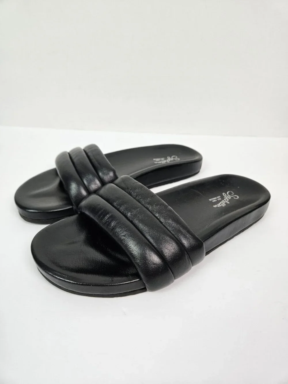 Seychelles Low Key Classic Black Leather Slide Sandal US 9